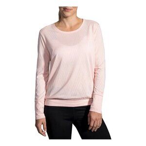 Brooks Array Pink Slit Back Long Sleeve Waffle Running Shirt NWT Women's XL